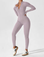 Women's Long Sleeve Zip Set - Lightweight Summer Fabric - Casual Everyday Wear - Multiple Color Options Available