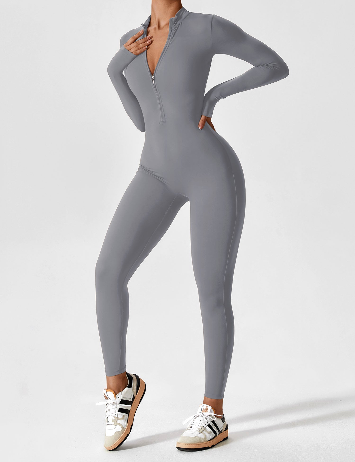 Women's Long Sleeve Zip Set - Lightweight Summer Fabric - Casual Everyday Wear - Multiple Color Options Available
