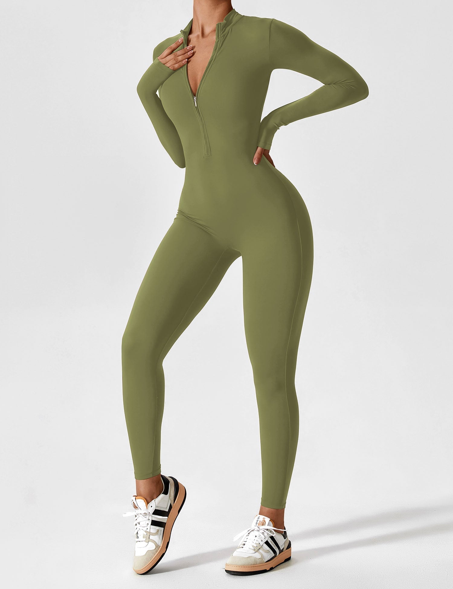 Women's Long Sleeve Zip Set - Lightweight Summer Fabric - Casual Everyday Wear - Multiple Color Options Available