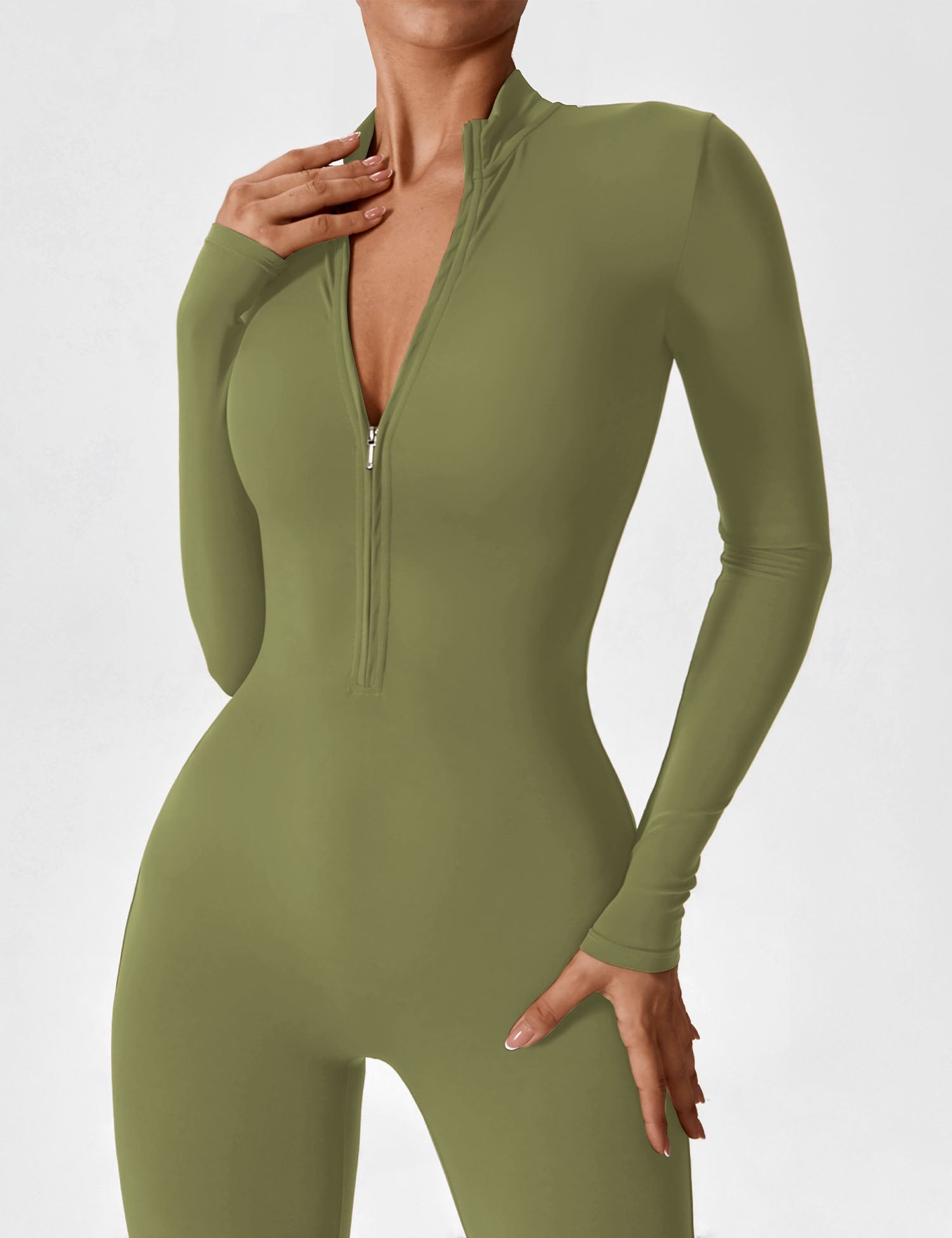 Women's Long Sleeve Zip Set - Lightweight Summer Fabric - Casual Everyday Wear - Multiple Color Options Available