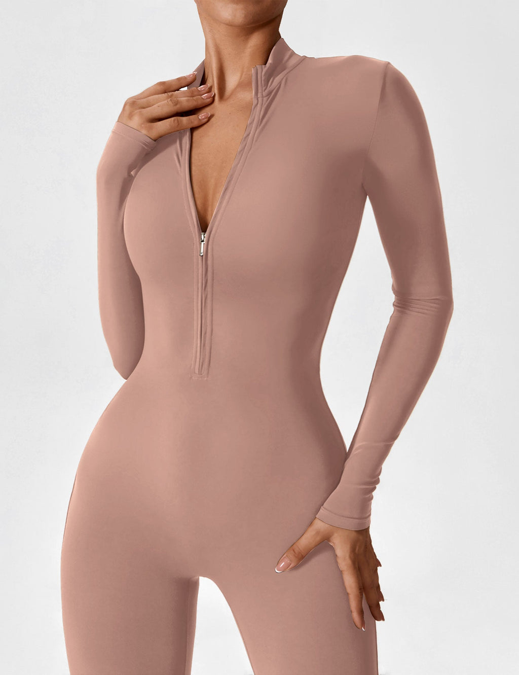 Women's Long Sleeve Zip Set - Lightweight Summer Fabric - Casual Everyday Wear - Multiple Color Options Available
