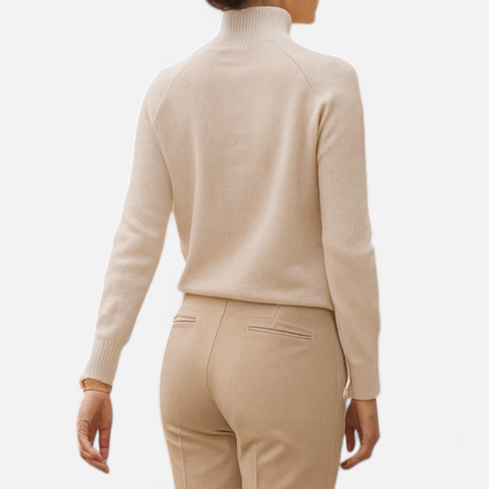 Merino Wool Cashmere Mock-Neck Sweater for Women | Cozy Knit for Fall and Winter Fashion