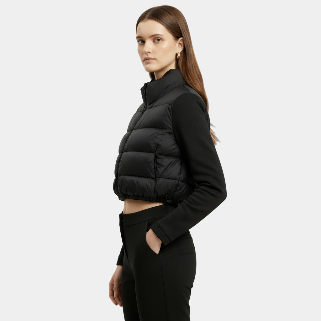 Women's Padded Stand Collar Jacket with Adjustable Hem for Casual Everyday Wear and Comfort