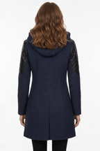 Women's Quilted Sleeve Tailored Jacket with Asymmetrical Zip Hood for Casual Everyday Wear