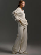 Women's Relaxed Fit Collared Lounge Set - Soft Fabric, Casual Style for Home and Leisure Wear, Two Piece Outfit
