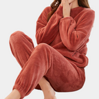 Women's Soft Fabric Relaxed Fit Tracksuit - Casual Round Neck Loungewear Set for Everyday Comfort