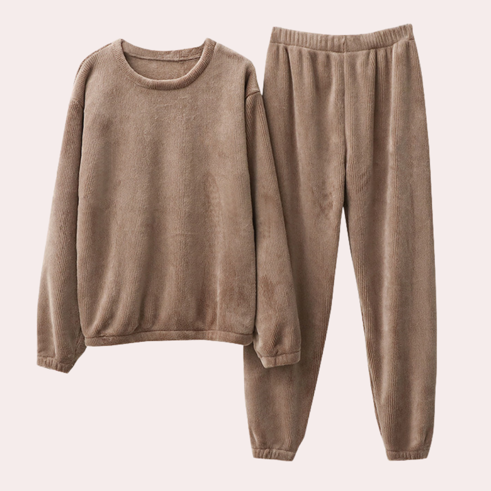 Women's Soft Fabric Relaxed Fit Tracksuit - Casual Round Neck Loungewear Set for Everyday Comfort