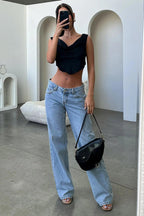 Women's Straight-Leg Denim Jeans | Comfortable Cotton Blend | Relaxed Fit for Casual Everyday Wear in Spring