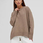 Women's Ribbed Knit Pullover Sweater | Cozy Winter Cuff Design for Cold Weather Wear