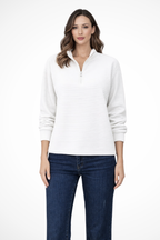Women's Ribbed Half Zip Long Sleeve Sweater - Spring Fashion Essential