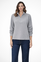 Women's Ribbed Half Zip Long Sleeve Sweater - Spring Fashion Essential
