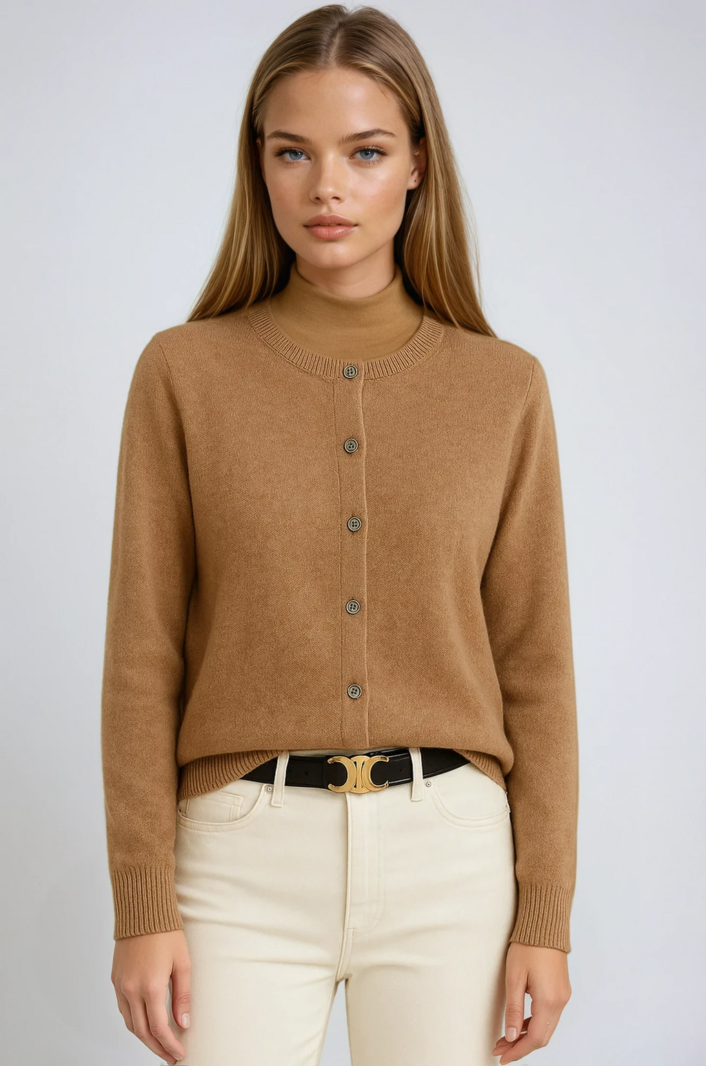 Women's Knit Button-Up Cardigan - Soft Cozy Layer for Casual and Office Wear