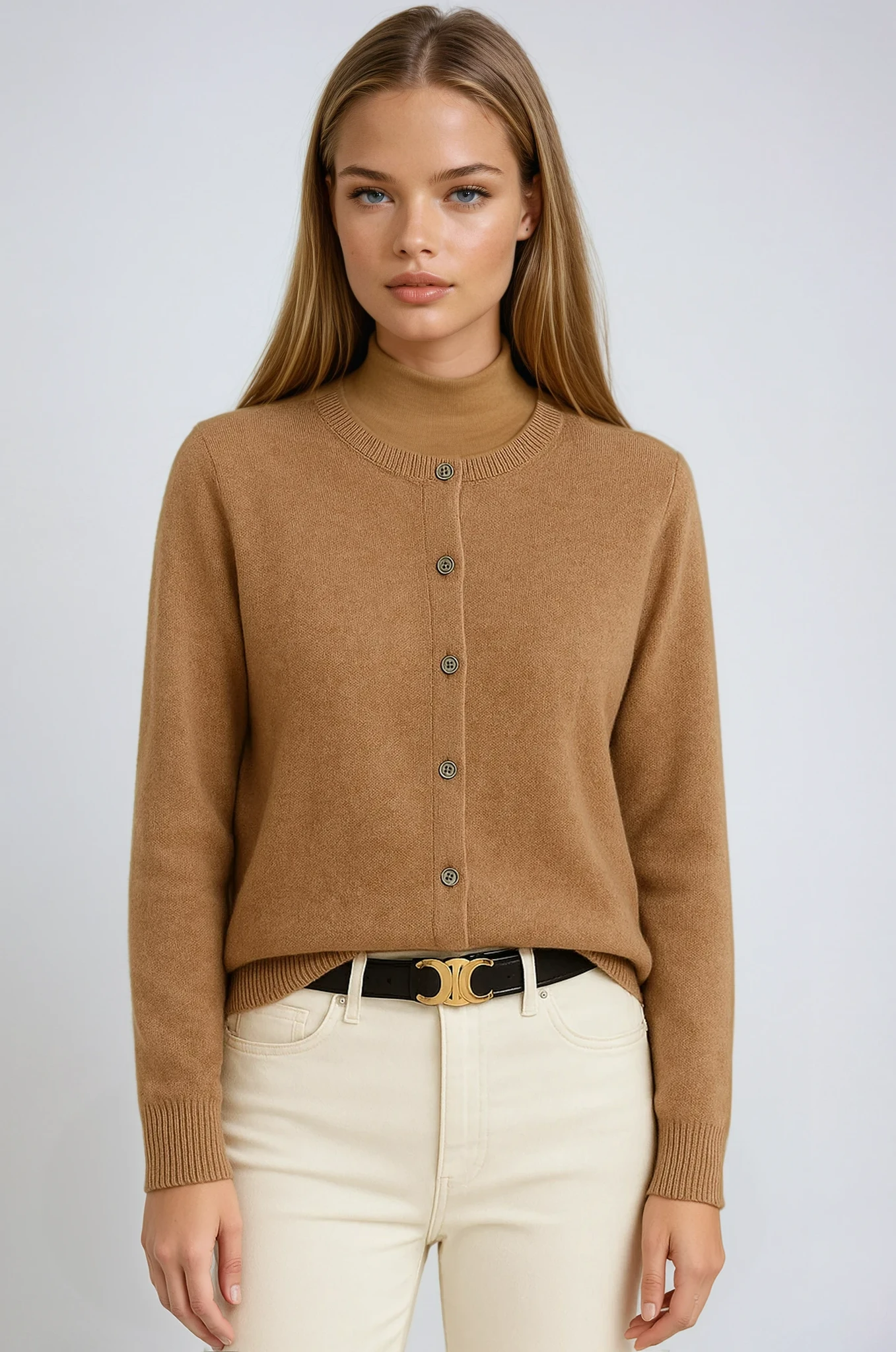 Women's Knit Button-Up Cardigan - Soft Cozy Layer for Casual and Office Wear