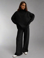 Women's Soft Knit Turtleneck Lounge Set - Cozy Casual Wear for Home Relaxation and Comfort