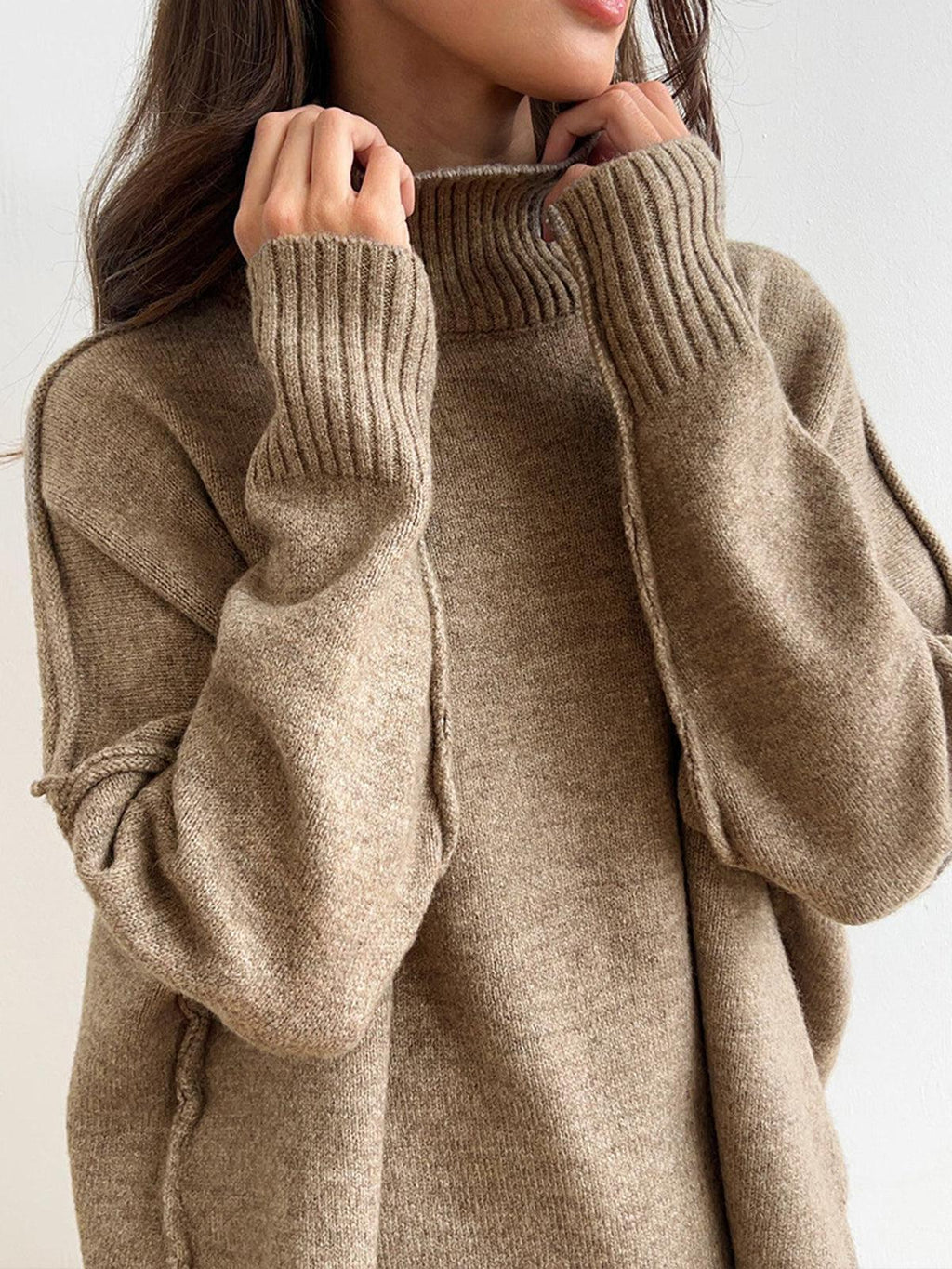 Women's Soft Knit Turtleneck Lounge Set - Cozy Casual Wear for Home Relaxation and Comfort