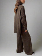 Women's Soft Knit Turtleneck Lounge Set - Cozy Casual Wear for Home Relaxation and Comfort