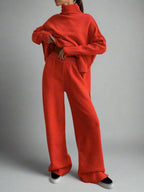 Women's Soft Knit Turtleneck Lounge Set - Cozy Casual Wear for Home Relaxation and Comfort