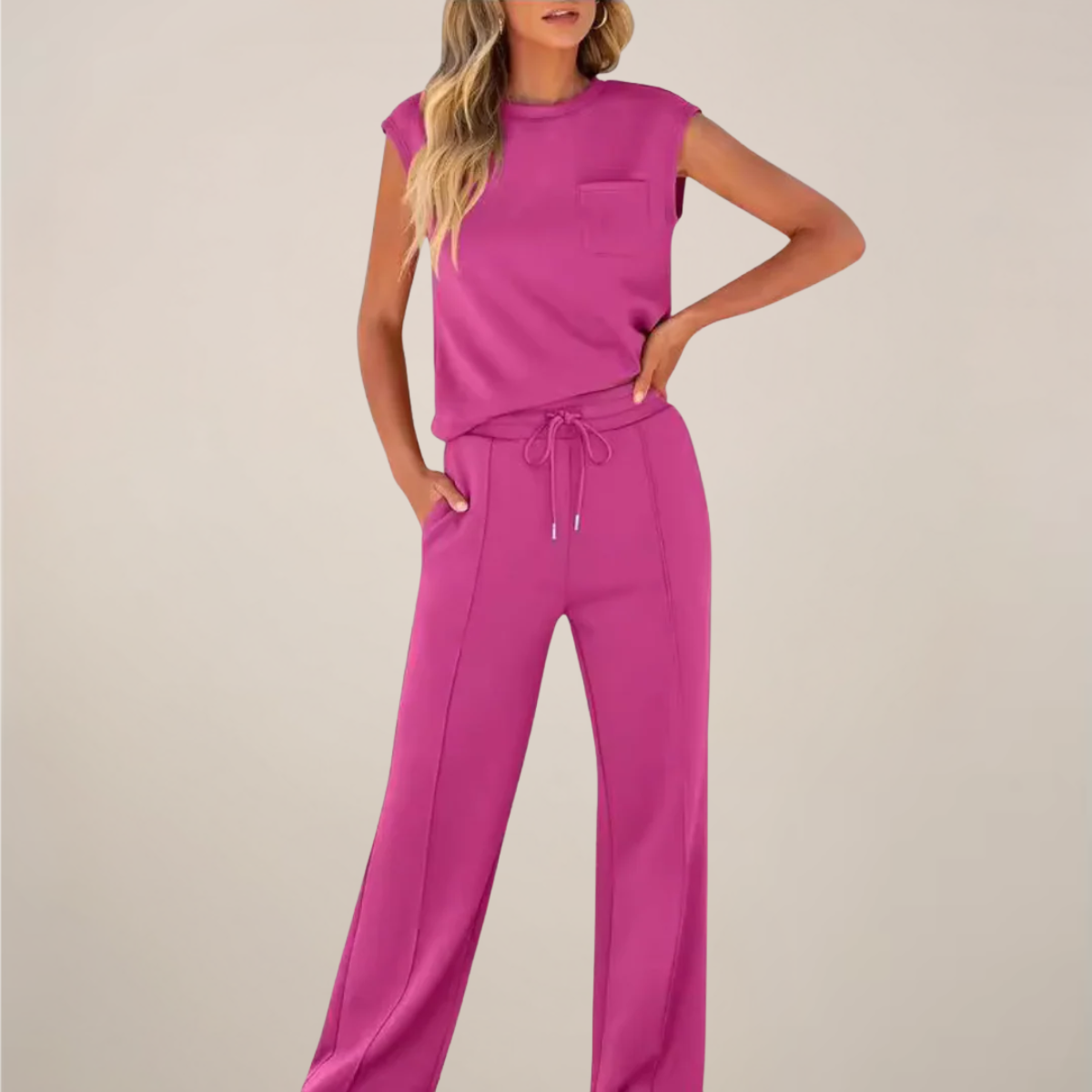 Women's Lightweight Drawstring Pants Set - Casual Spring Style for Everyday Wear
