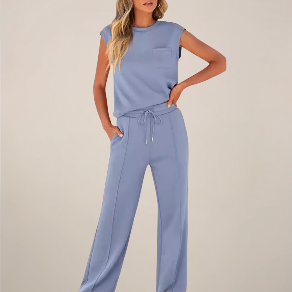 Women's Lightweight Drawstring Pants Set - Casual Spring Style for Everyday Wear
