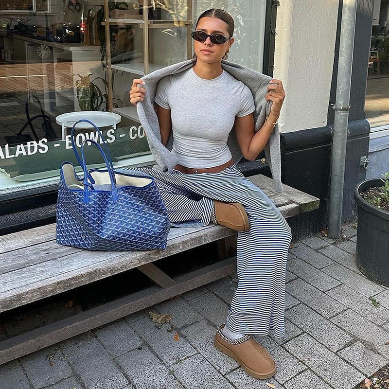 Women's Lightweight Cotton Striped Relaxed Pants | Casual Spring Fashion | Comfortable Everyday Wear
