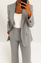 Women's Tailored Blazer and Trousers Suit Set - Professional Office Attire - Versatile Workwear Outfit for Career Success
