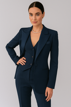 Women's Tailored Three-Piece Suit Set | Elegant Fabric Blazer, Pants, and Skirt | Classic Office Wear