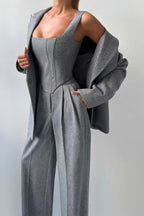 Women's Tailored Three-Piece Trouser Suit Set | Professional Office Attire for Events | Elegant Fit and Design