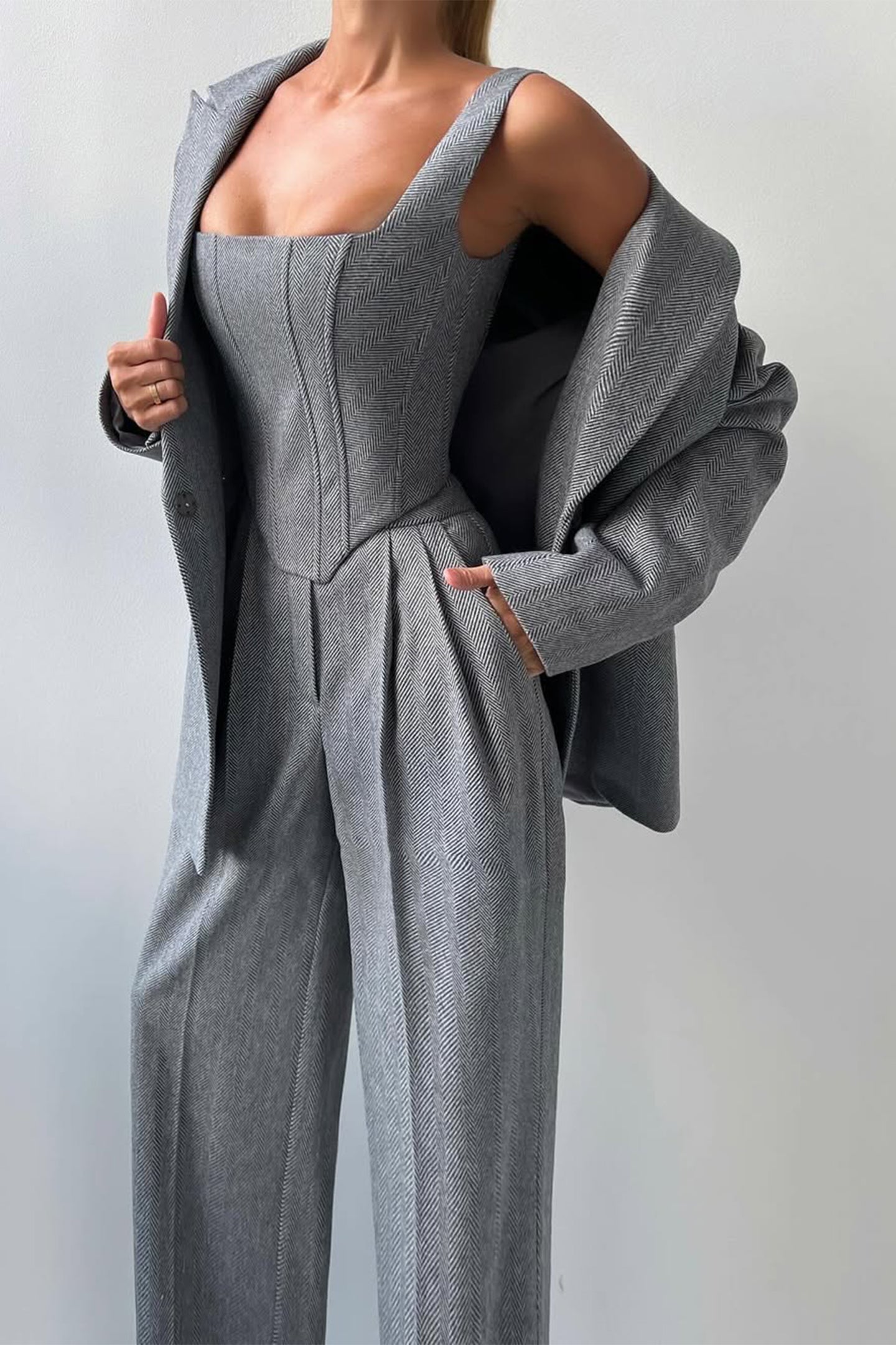 Women's Tailored Three-Piece Trouser Suit Set | Professional Office Attire for Events | Elegant Fit and Design