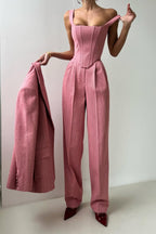 Women's Tailored Three-Piece Trouser Suit Set | Professional Office Attire for Events | Elegant Fit and Design