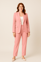 Women's Two-Piece Blazer and Trouser Set - Stylish Office Attire in Classic Fit