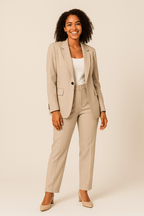 Women's Two-Piece Blazer and Trouser Set - Stylish Office Attire in Classic Fit