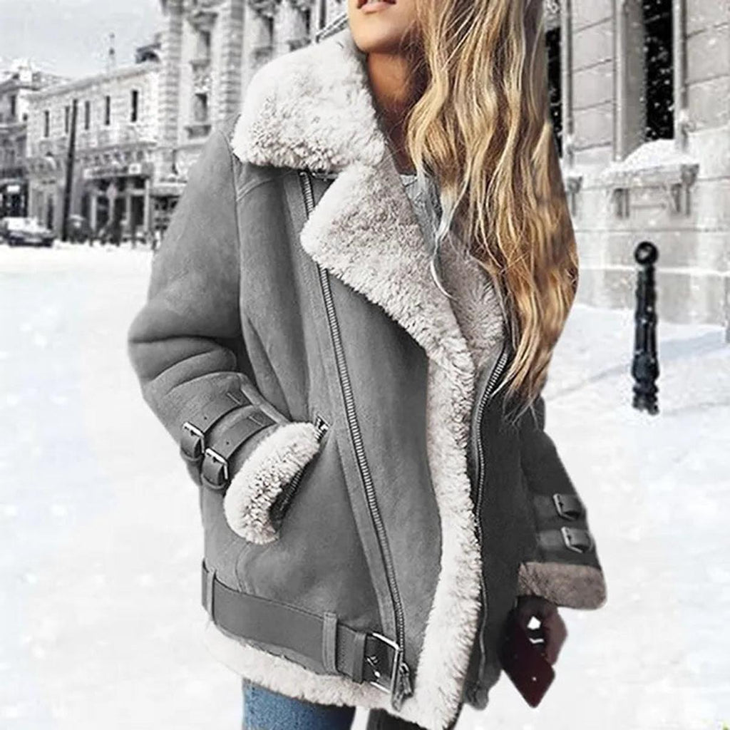 Women's Winter Biker Jacket | Warm Zip-Up Design | Stylish Cold Weather Outerwear for Casual Wear