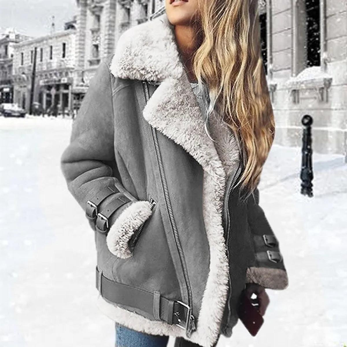 Women's Winter Biker Jacket | Warm Zip-Up Design | Stylish Cold Weather Outerwear for Casual Wear