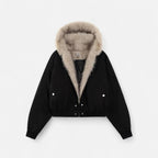 Women's Hooded Winter Coat with Fur Collar - Vintage Style Warm Outerwear for Cold Weather
