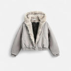Women's Hooded Winter Coat with Fur Collar - Vintage Style Warm Outerwear for Cold Weather
