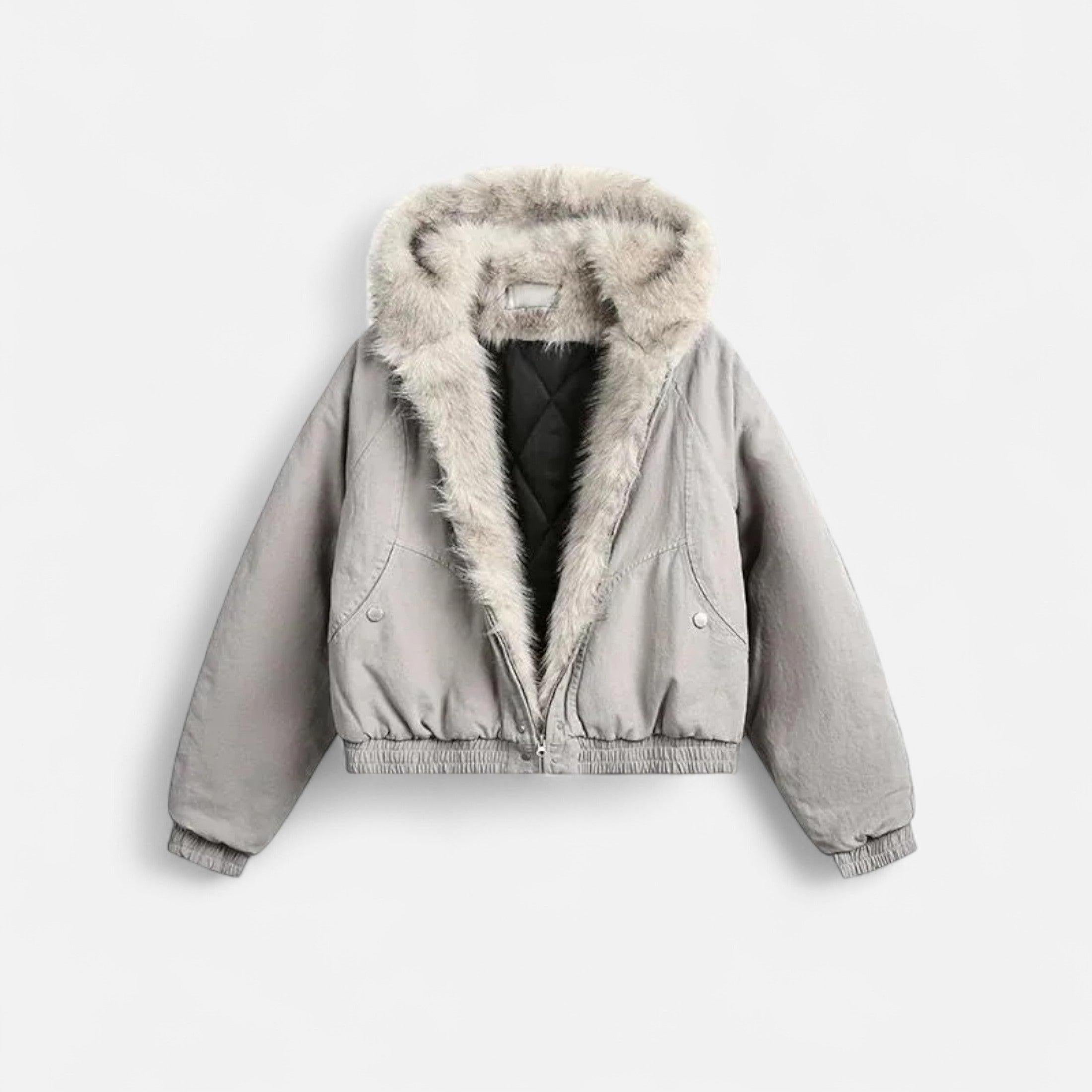 Women's Hooded Winter Coat with Fur Collar - Vintage Style Warm Outerwear for Cold Weather