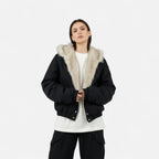 Women's Hooded Winter Coat with Fur Collar - Vintage Style Warm Outerwear for Cold Weather