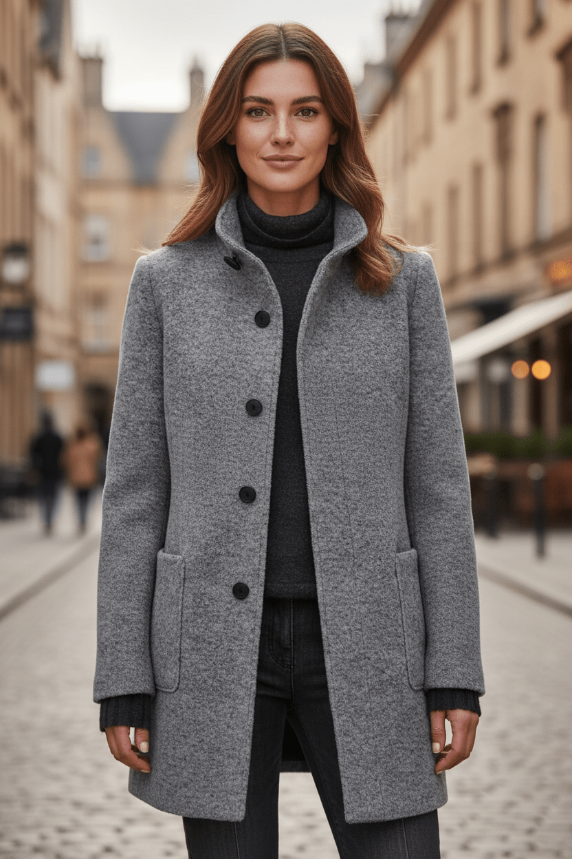 Women's Wool-Blend Overcoat for Cold Weather Fashion and Warmth