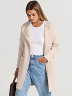 Wool Blend Lapel Coat for Women - Elegant Outerwear for Casual and Formal Wear