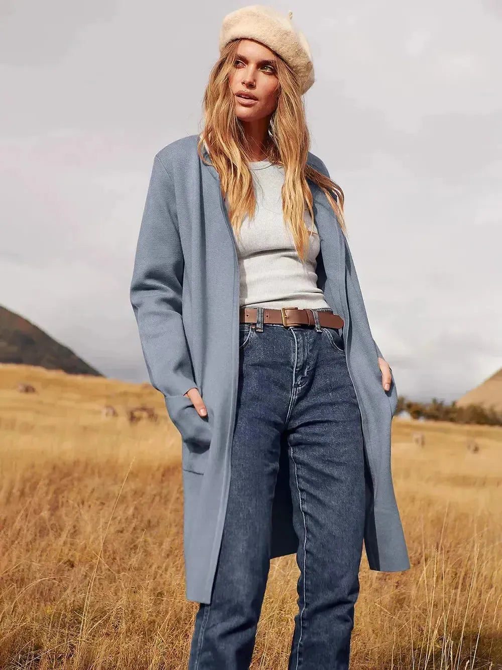 Wool Blend Lapel Coat for Women - Elegant Outerwear for Casual and Formal Wear