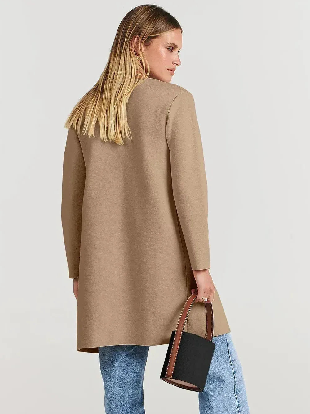 Wool Blend Lapel Coat for Women - Elegant Outerwear for Casual and Formal Wear