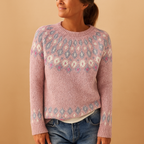 Wool Casual Jumper for Women - Cozy Knit Sweater with Unique Pattern for Everyday Wear