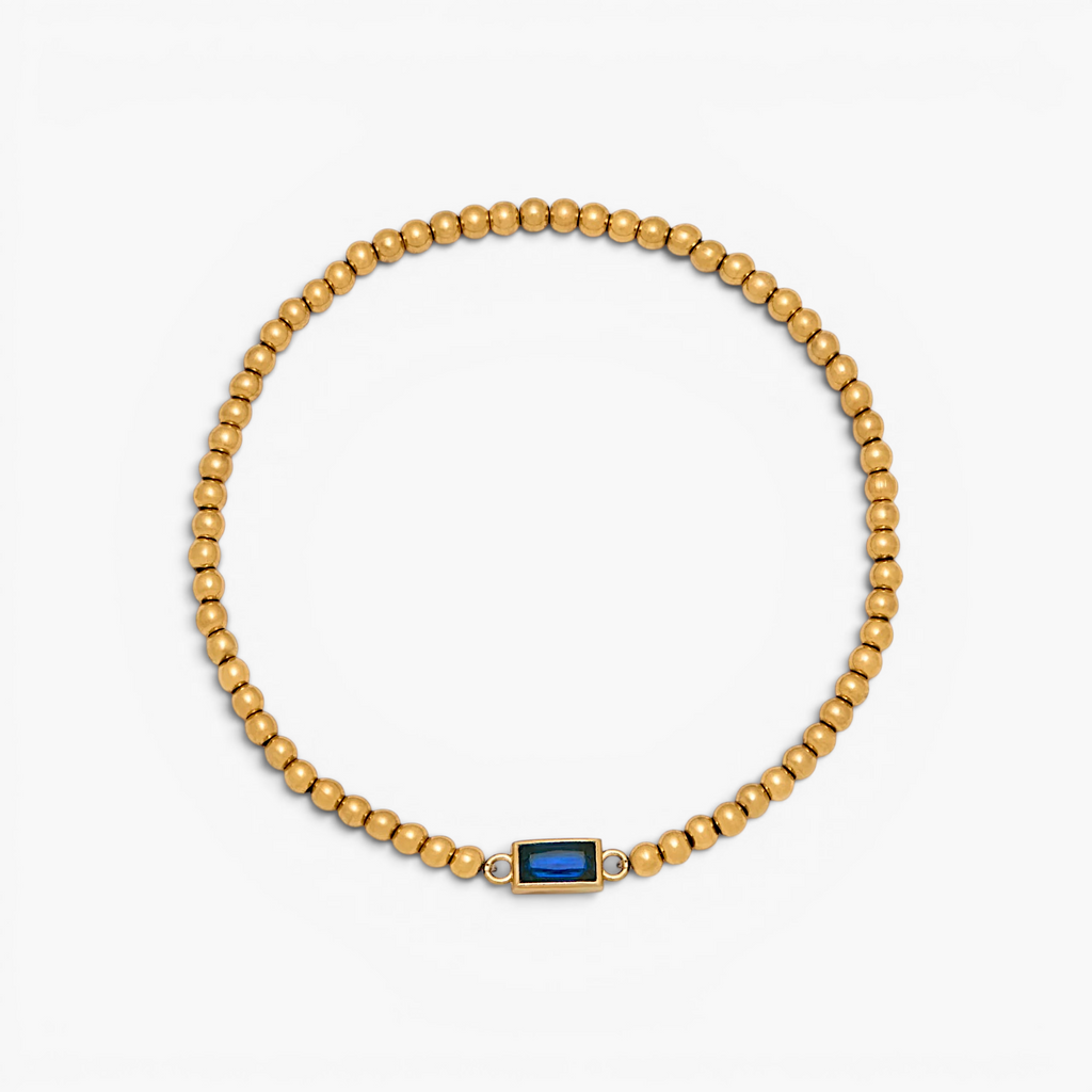 Gold Beaded Birthstone Bracelet