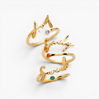Birthstone Signature Name Ring