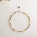 Two Tone Bead and Bezel Tennis Bracelet