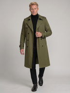 Men's Belted Trench Coat - Elegant Design, Versatile Outerwear for Casual and Formal Wear, All-Season Style
