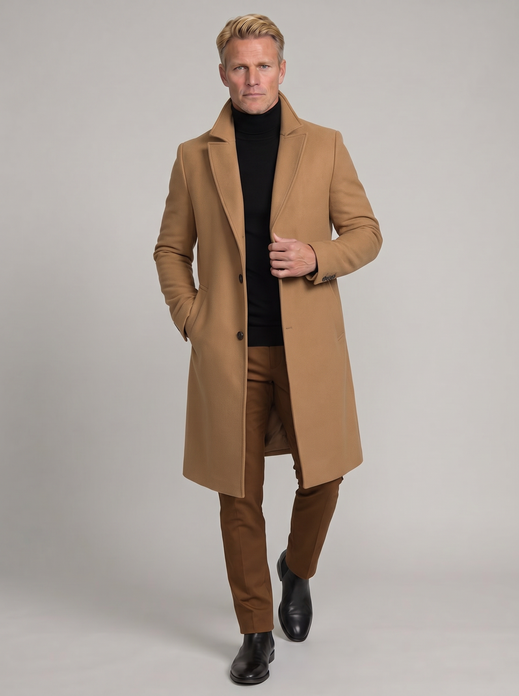 Men's Wool Long Coat | Slim Fit Stylish Outerwear | Formal and Casual Wear