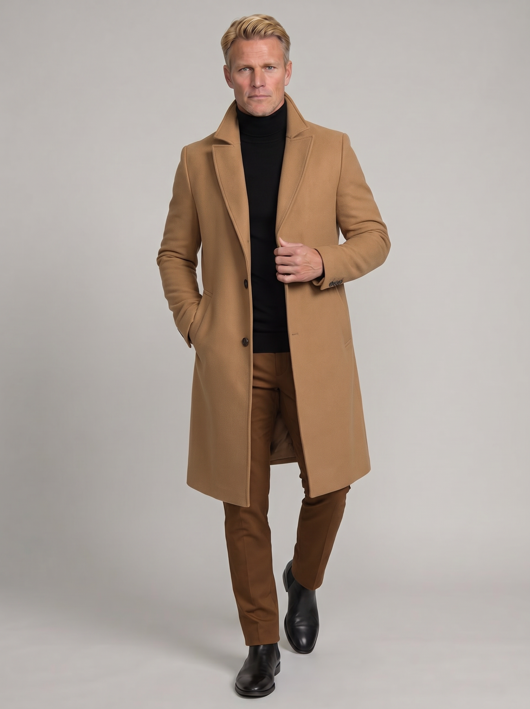 Men's Wool Long Coat | Slim Fit Stylish Outerwear | Formal and Casual Wear