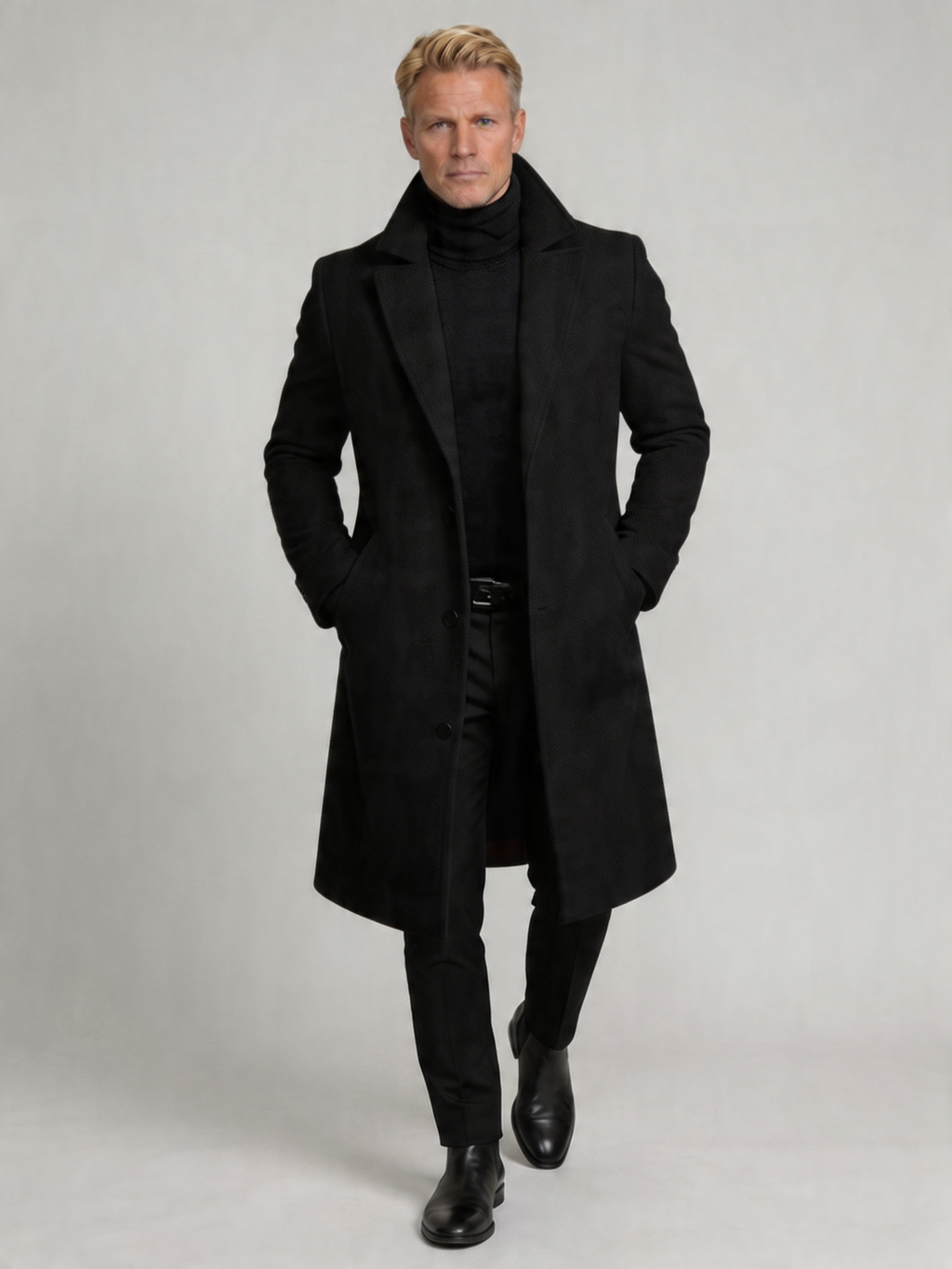Men's Wool Long Coat | Slim Fit Stylish Outerwear | Formal and Casual Wear