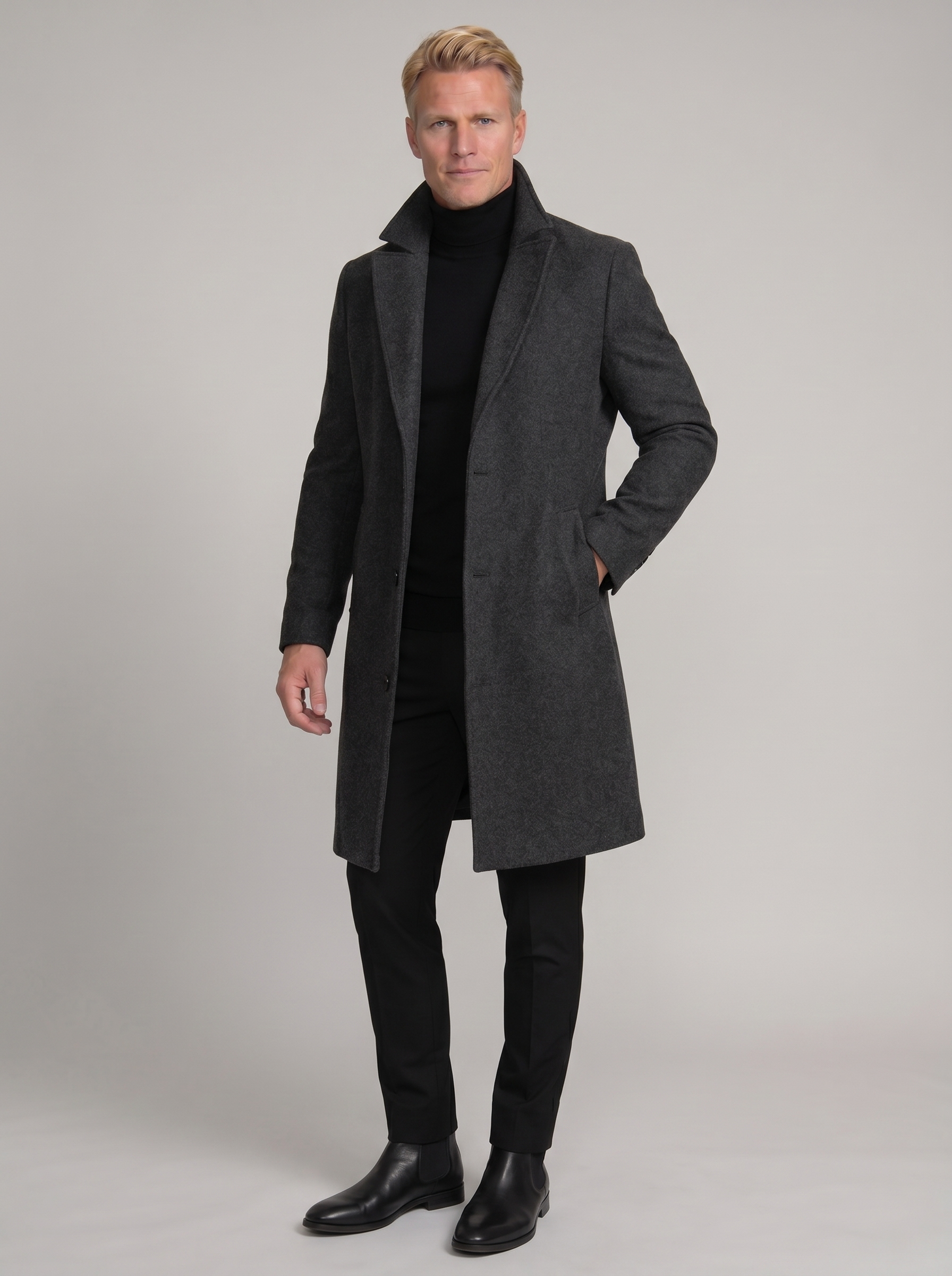 Men's Wool Long Coat | Slim Fit Stylish Outerwear | Formal and Casual Wear